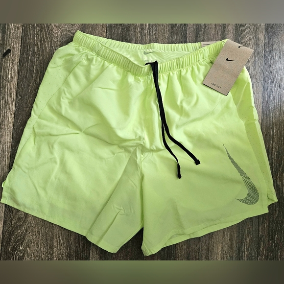 Nike Dri-Fit 5" Brief Lined Running Shorts Volt Green - Picture 6 of 10